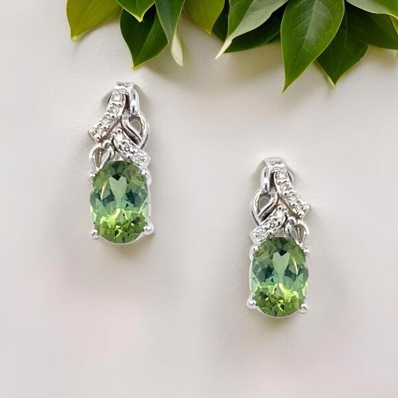 Natural Tourmaline Diamond Earrings 14k Gold 1.57 TCW Certified $3,490 211894 - Picture 8 of 15